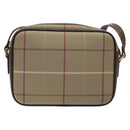 Burberrys Nova Check Shoulder Bag Canvas Khaki Gold Auth BA4398-2