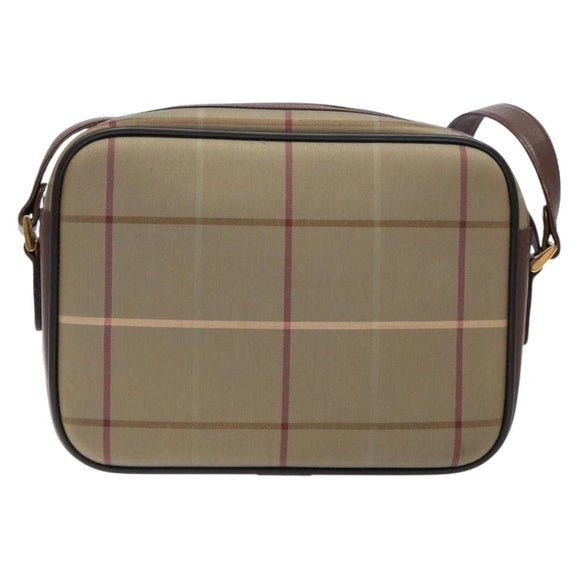 Burberrys Nova Check Shoulder Bag Canvas Khaki Gold Auth BA4398