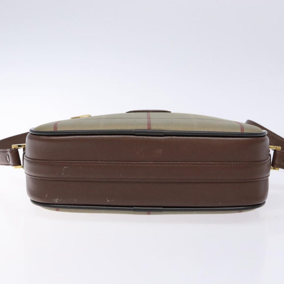 Burberrys Nova Check Shoulder Bag Canvas Khaki Gold Auth BA4398