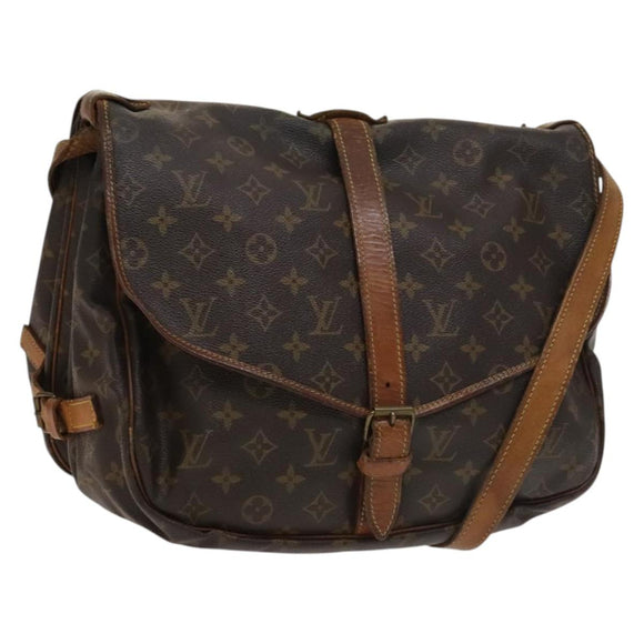 LOUIS VUITTON Monogram Saumur 35 Shoulder Bag M42254 LV Auth BA4403