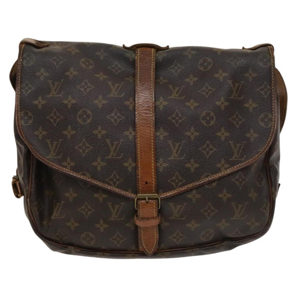 LOUIS VUITTON Monogram Saumur 35 Shoulder Bag M42254 LV Auth BA4403