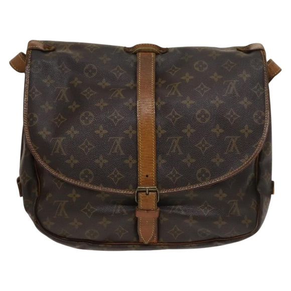 LOUIS VUITTON Monogram Saumur 35 Shoulder Bag M42254 LV Auth BA4403