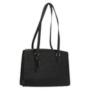 VALENTINO Shoulder Bag Leather Black Gold Auth BA4405-1