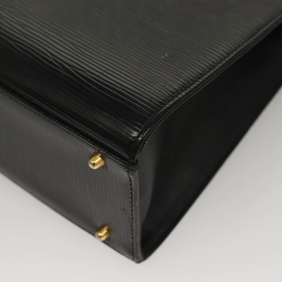 VALENTINO Shoulder Bag Leather Black Gold Auth BA4405