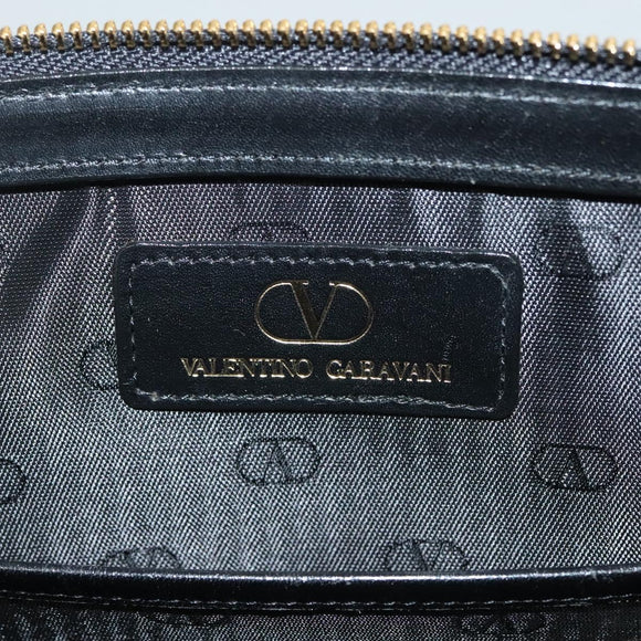 VALENTINO Shoulder Bag Leather Black Gold Auth BA4405
