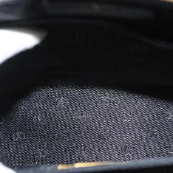 VALENTINO Shoulder Bag Leather Black Gold Auth BA4405