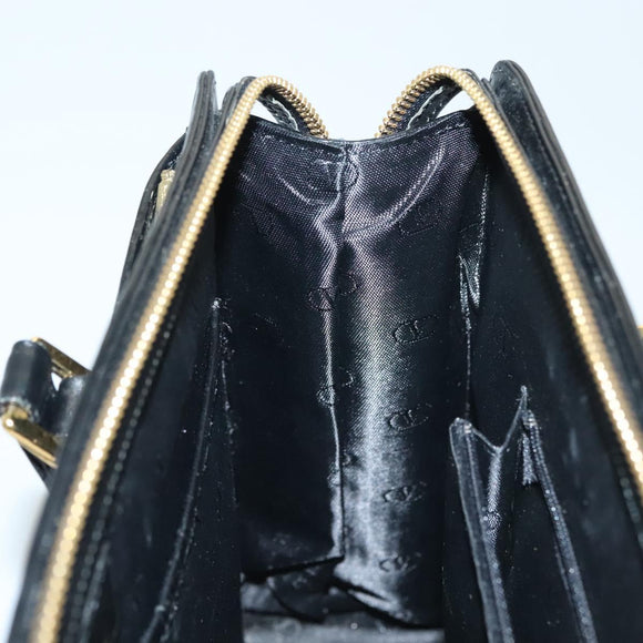 VALENTINO Shoulder Bag Leather Black Gold Auth BA4405