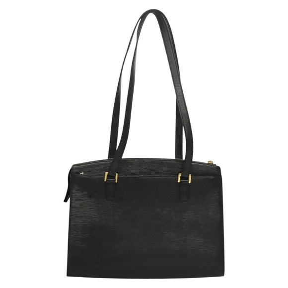 VALENTINO Shoulder Bag Leather Black Gold Auth BA4405