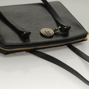 VALENTINO Shoulder Bag Leather Black Gold Auth BA4405-6