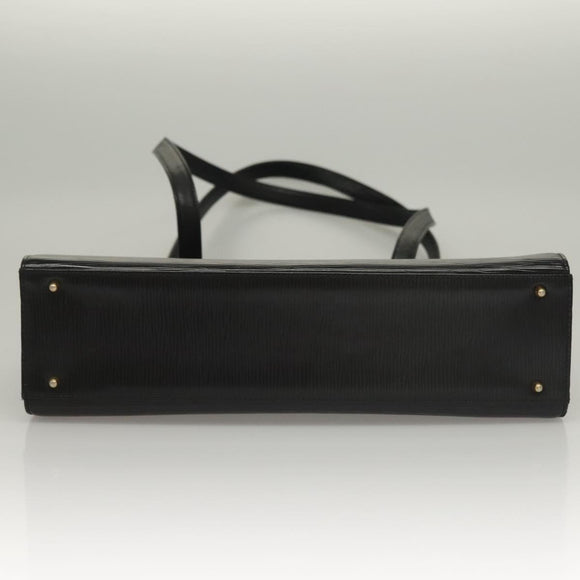 VALENTINO Shoulder Bag Leather Black Gold Auth BA4405