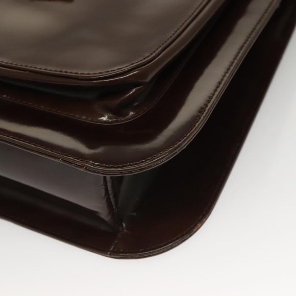 VERSACE Shoulder Bag Patent leather Black Gold Auth BA4407