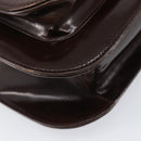 VERSACE Shoulder Bag Patent Leather Brown Gold Auth BA4407-15