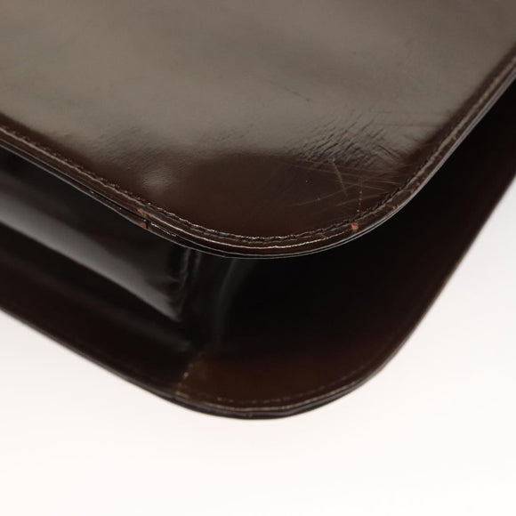 VERSACE Shoulder Bag Patent leather Black Gold Auth BA4407