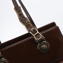 VERSACE Shoulder Bag Patent Leather Brown Gold Auth BA4407-9