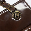 VERSACE Shoulder Bag Patent Leather Brown Gold Auth BA4407-18