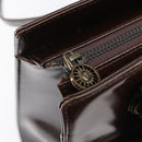 VERSACE Shoulder Bag Patent Leather Brown Gold Auth BA4407-19