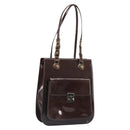 VERSACE Shoulder Bag Patent Leather Brown Gold Auth BA4407-1
