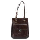 VERSACE Shoulder Bag Patent Leather Brown Gold Auth BA4407-13