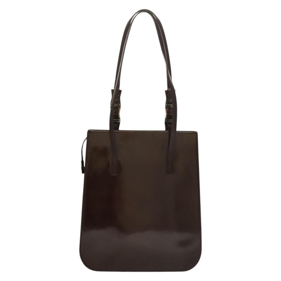 VERSACE Shoulder Bag Patent leather Black Gold Auth BA4407