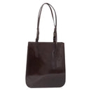 VERSACE Shoulder Bag Patent Leather Brown Gold Auth BA4407-2