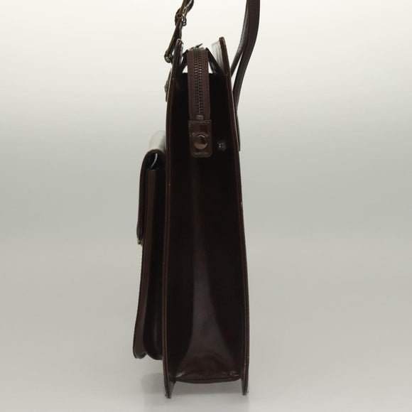 VERSACE Shoulder Bag Patent leather Black Gold Auth BA4407