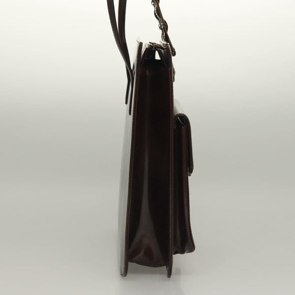 VERSACE Shoulder Bag Patent leather Black Gold Auth BA4407