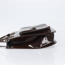 VERSACE Shoulder Bag Patent Leather Brown Gold Auth BA4407-4