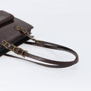 VERSACE Shoulder Bag Patent Leather Brown Gold Auth BA4407-7