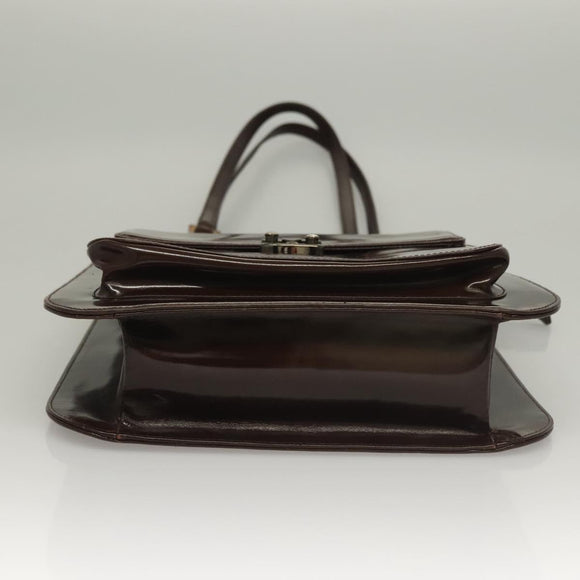 VERSACE Shoulder Bag Patent leather Black Gold Auth BA4407