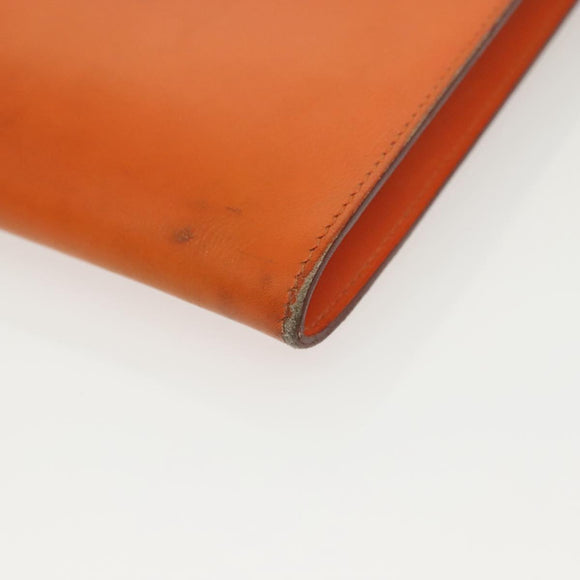 HERMES Omenitu Shoulder Bag Leather Orange Auth BA4408