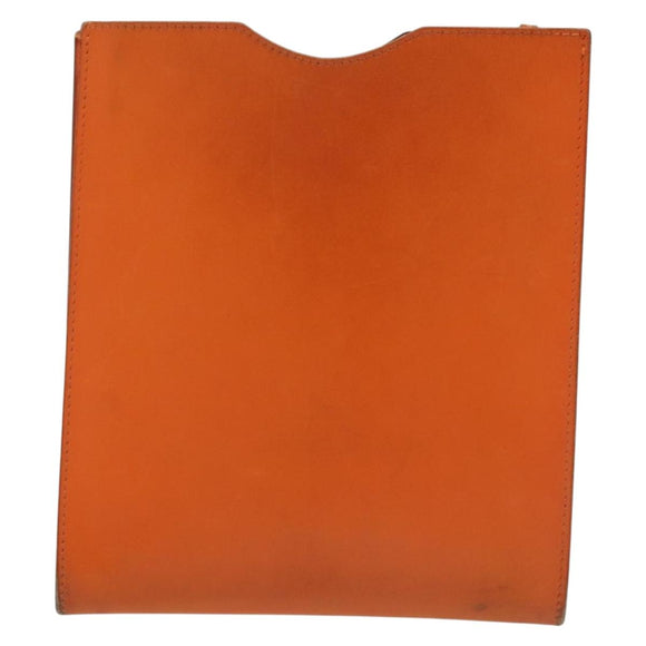 HERMES Omenitu Shoulder Bag Leather Orange Auth BA4408