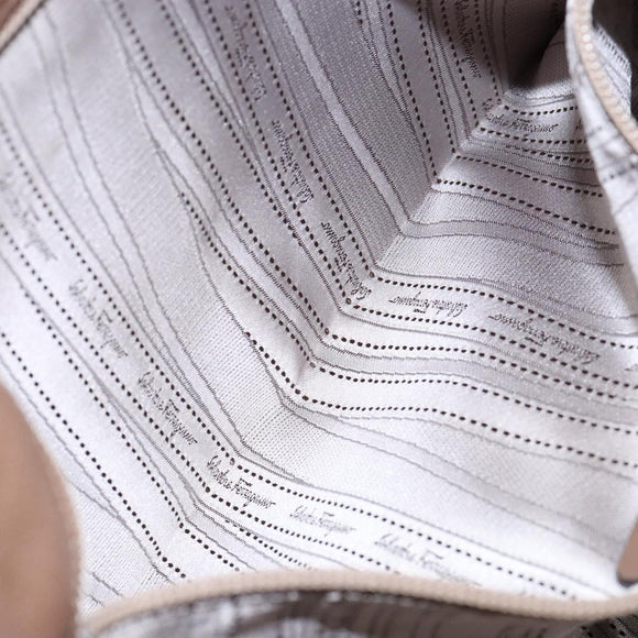 Salvatore Ferragamo Shoulder Bag Leather Beige Gold Auth BA4410