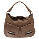 Salvatore Ferragamo Shoulder Bag Leather Beige Gold Auth BA4410-2