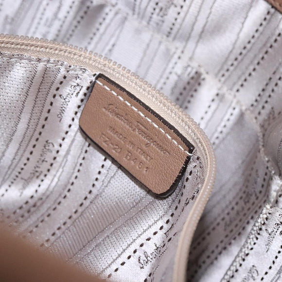 Salvatore Ferragamo Shoulder Bag Leather Beige Gold Auth BA4410