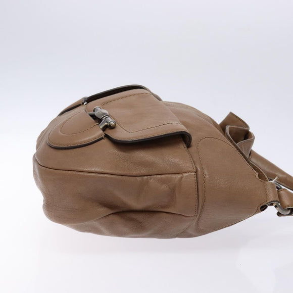 Salvatore Ferragamo Shoulder Bag Leather Beige Gold Auth BA4410