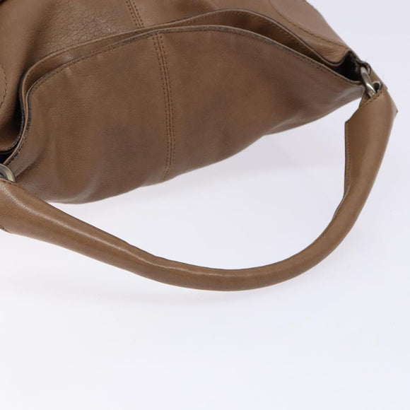 Salvatore Ferragamo Shoulder Bag Leather Beige Gold Auth BA4410