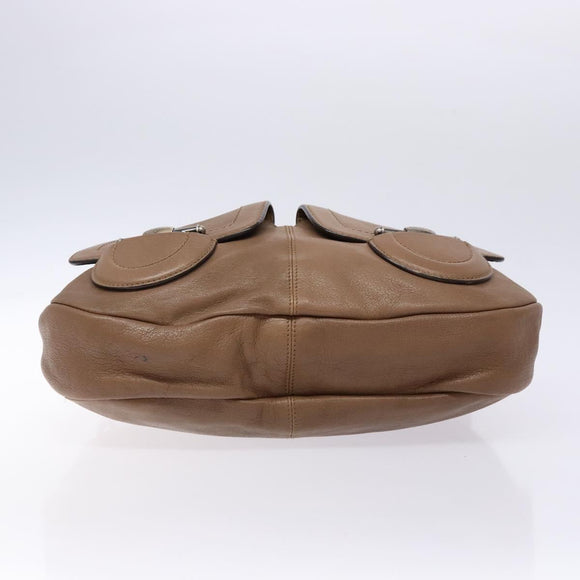 Salvatore Ferragamo Shoulder Bag Leather Beige Gold Auth BA4410