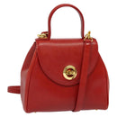 GIVENCHY Hand Bag Leather 2way Red Gold Auth BA4414-1