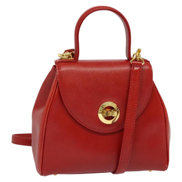 GIVENCHY Hand Bag Leather 2way Red Gold Auth BA4414