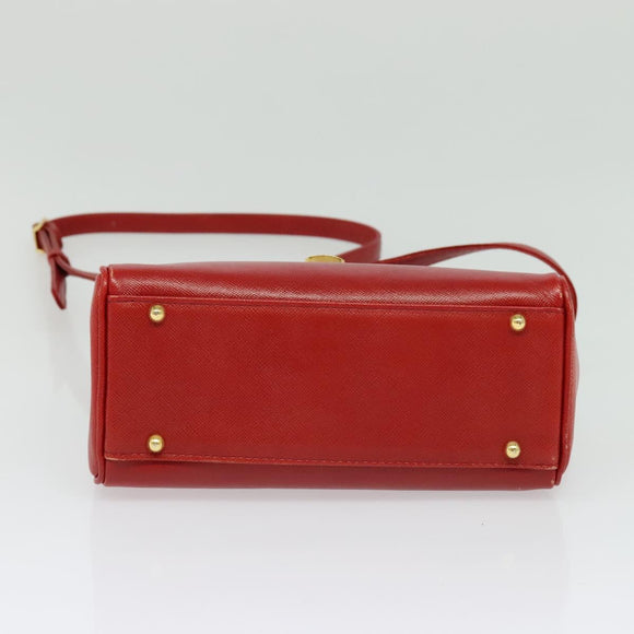 GIVENCHY Hand Bag Leather 2way Red Gold Auth BA4414