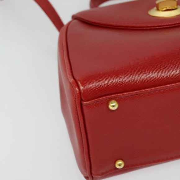 GIVENCHY Hand Bag Leather 2way Red Gold Auth BA4414