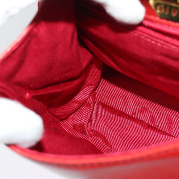 GIVENCHY Hand Bag Leather 2way Red Gold Auth BA4414