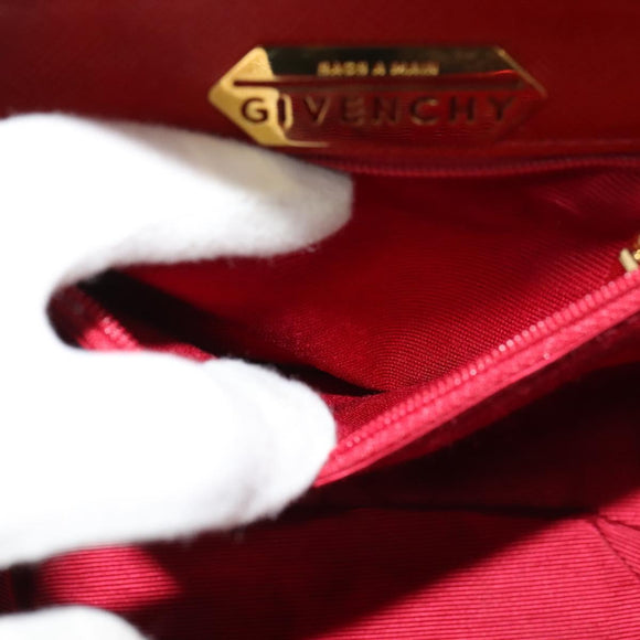 GIVENCHY Hand Bag Leather 2way Red Gold Auth BA4414