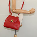 GIVENCHY Hand Bag Leather 2way Red Gold Auth BA4414-23