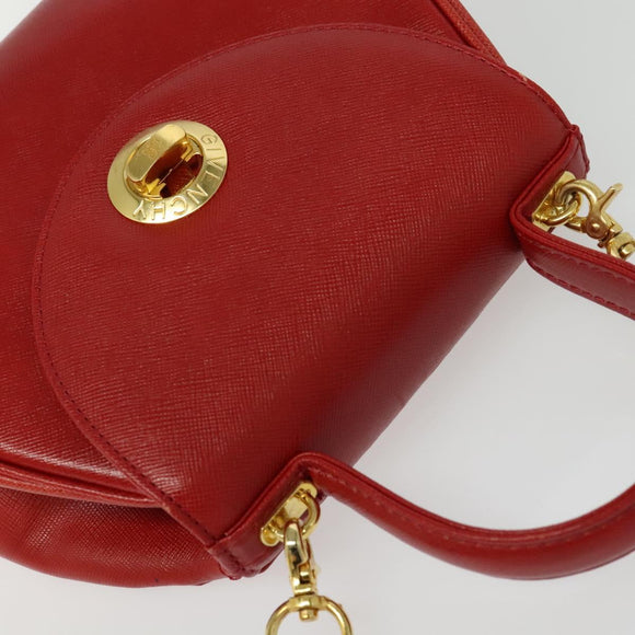 GIVENCHY Hand Bag Leather 2way Red Gold Auth BA4414