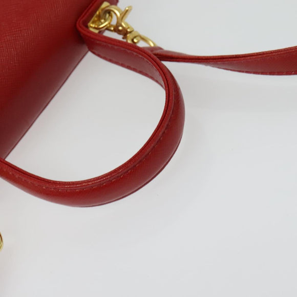GIVENCHY Hand Bag Leather 2way Red Gold Auth BA4414