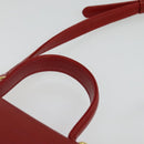 GIVENCHY Hand Bag Leather 2way Red Gold Auth BA4414-8
