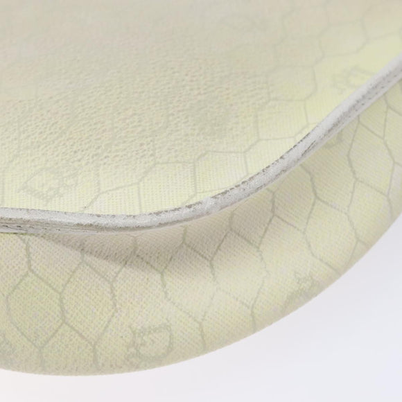 Christian Dior Honeycomb Canvas Shoulder Bag PVC White Gold Auth BA4415