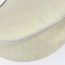 Christian Dior Honeycomb Canvas Shoulder Bag PVC White Gold Auth BA4415-13