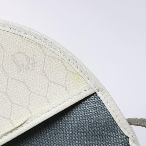 Christian Dior Honeycomb Canvas Shoulder Bag PVC White Gold Auth BA4415